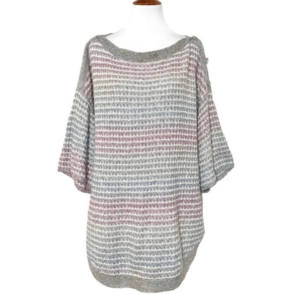 Dressbarn Gray Crochet Knit Sweater